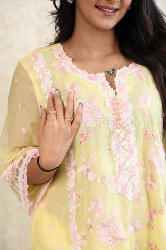 Lemon Blossom Embroidered Suit Set