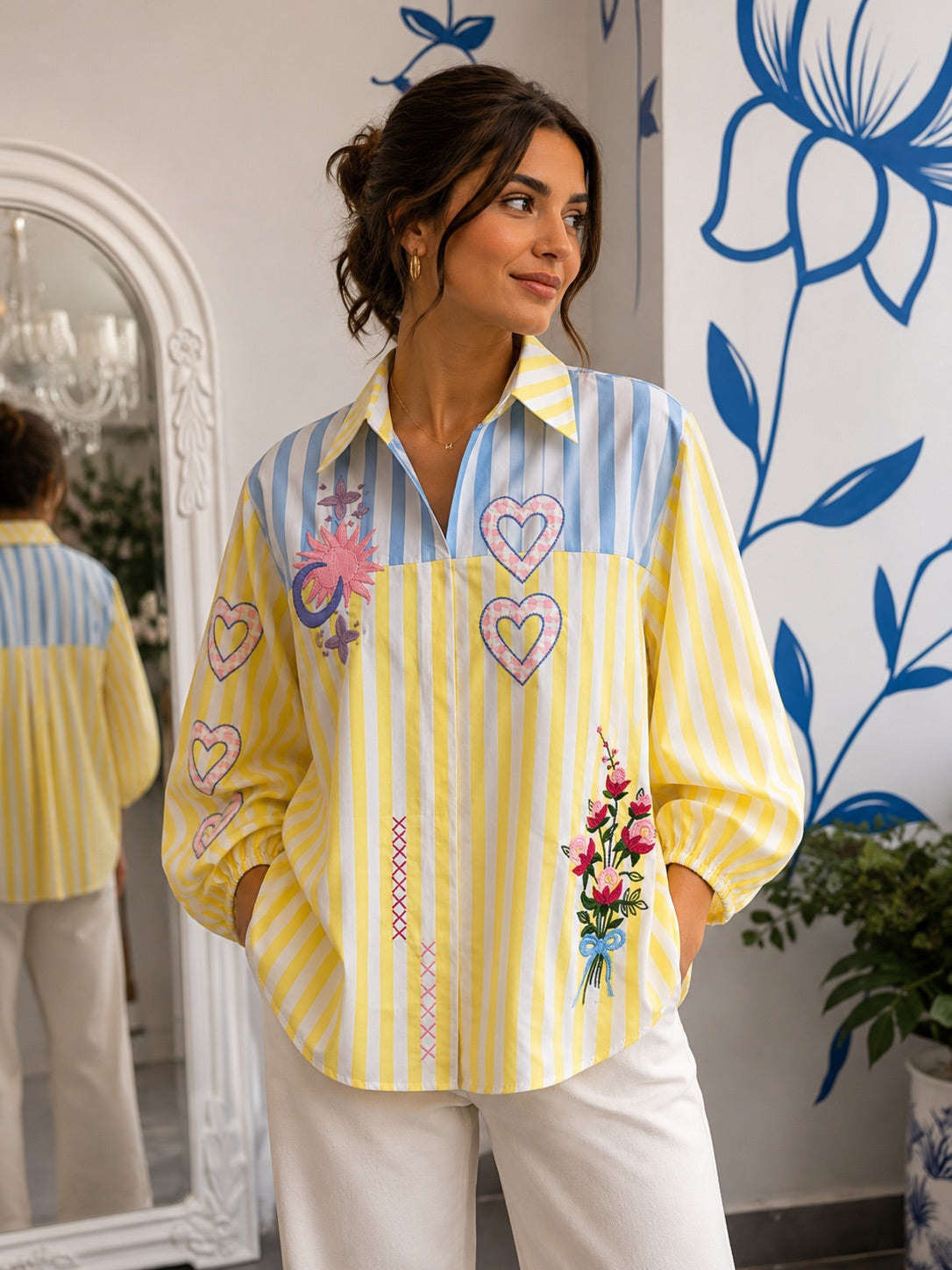 Pastel Harmony Embroidered Shirt