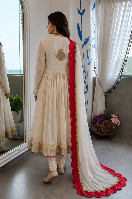 Ivory Red Grace Anarkali Set