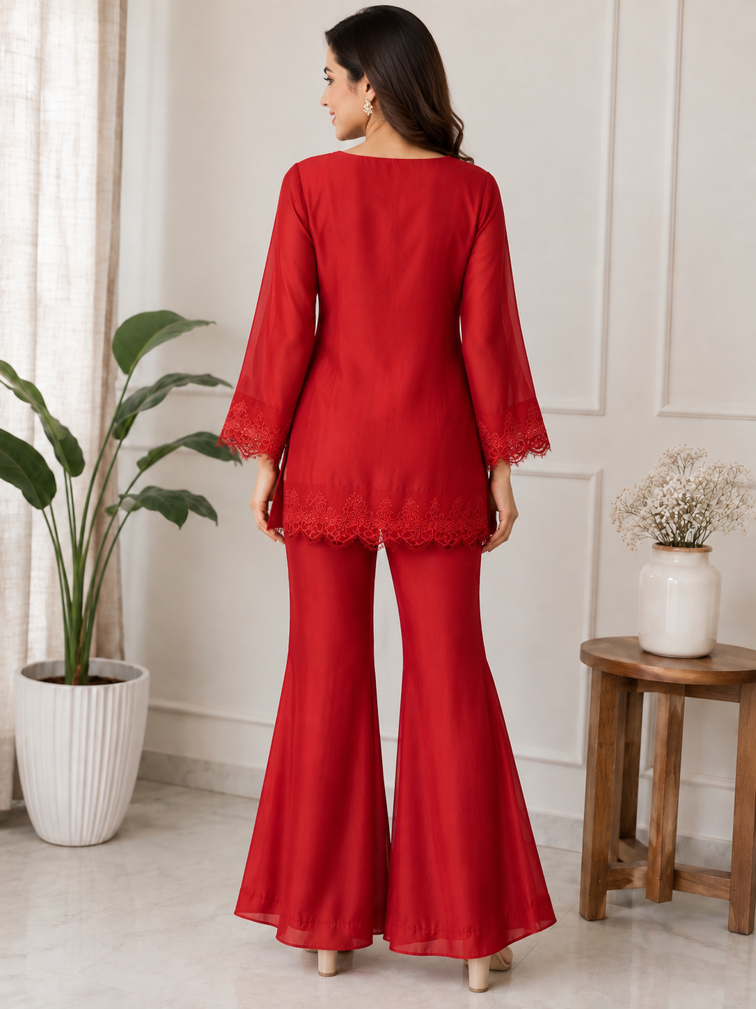 Ruby Elegance Embroidered Co-ord Set