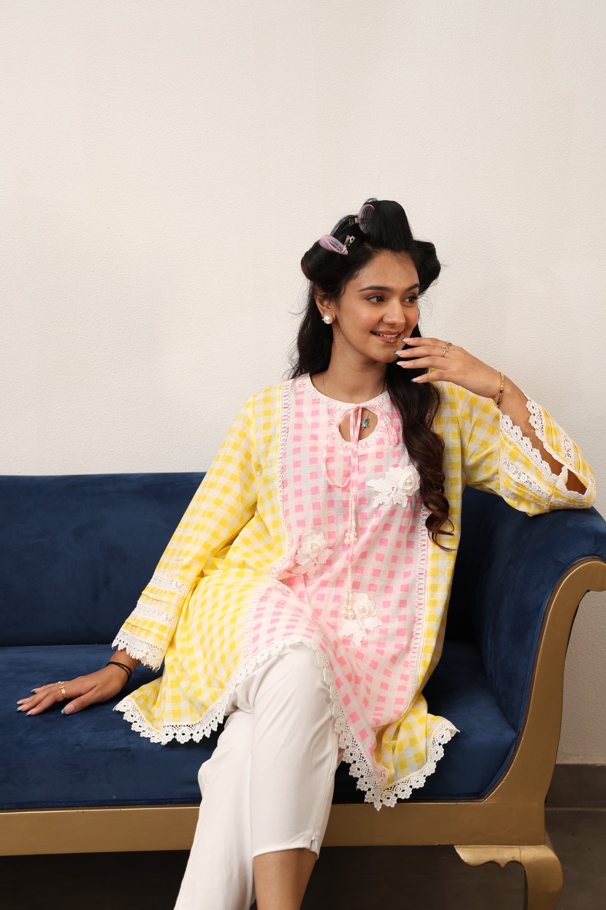 Sunshine Blush Lace Kurta Set