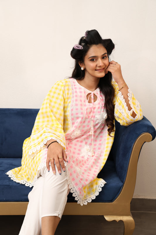 Sunshine Blush Lace Kurta Set