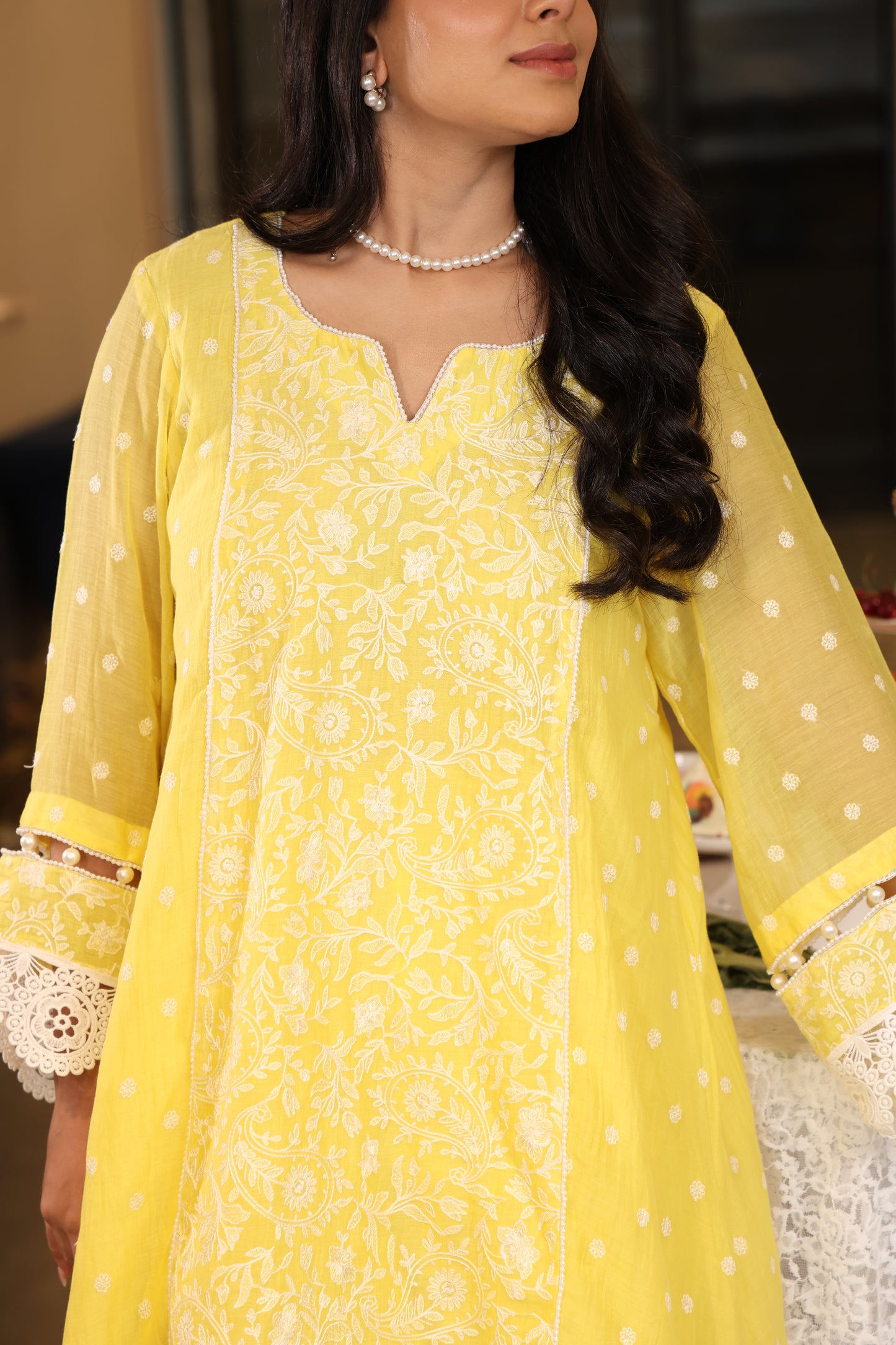 Sunlit Bloom Embroidered Suit Set