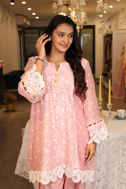 Blush Grace Embroidered Suit Set