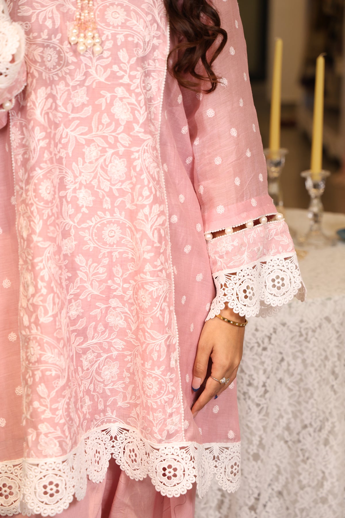 Blush Grace Embroidered Suit Set