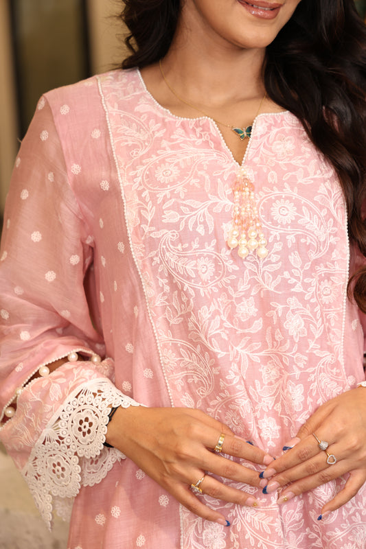 Blush Grace Embroidered Suit Set