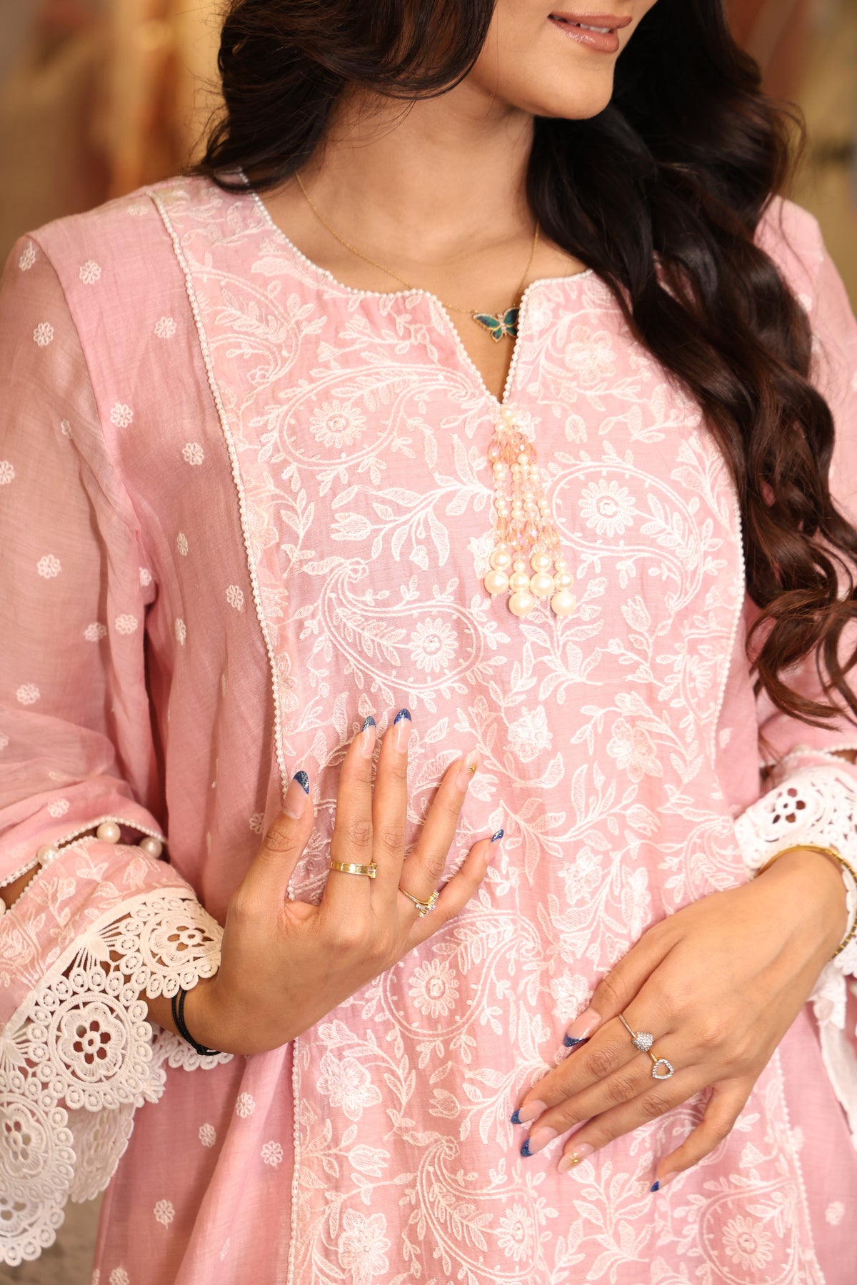 Blush Grace Embroidered Suit Set