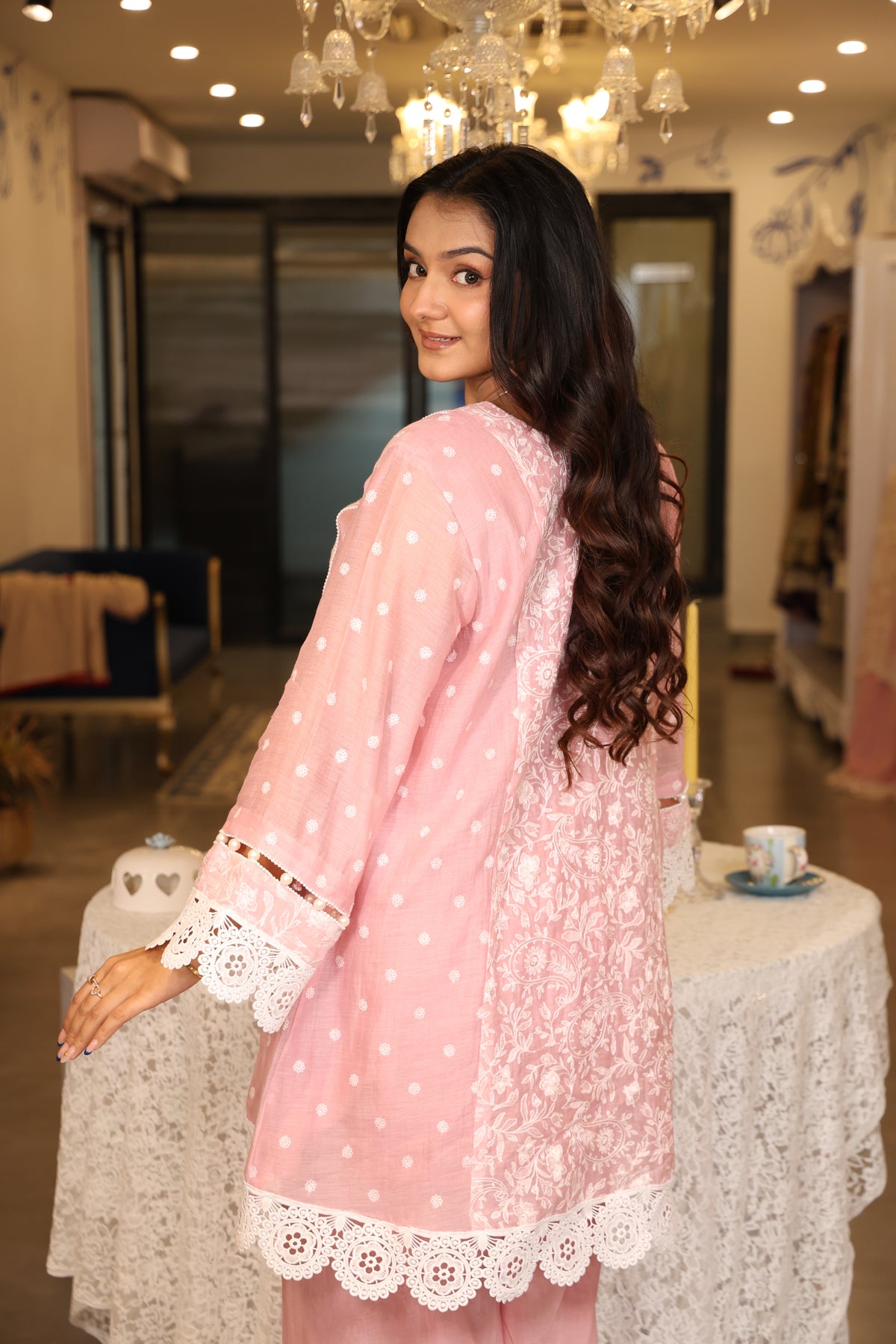 Blush Grace Embroidered Suit Set