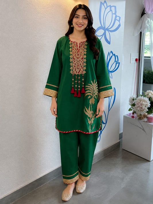 Emerald Embroidered Set