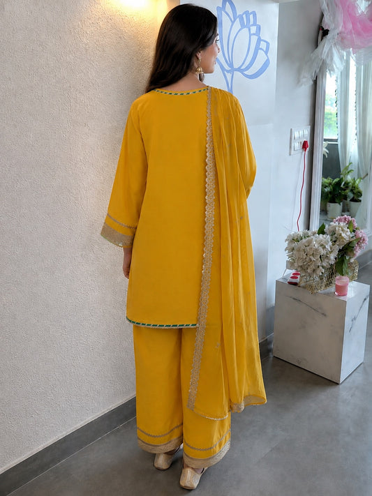 Mustard Embroidered Set