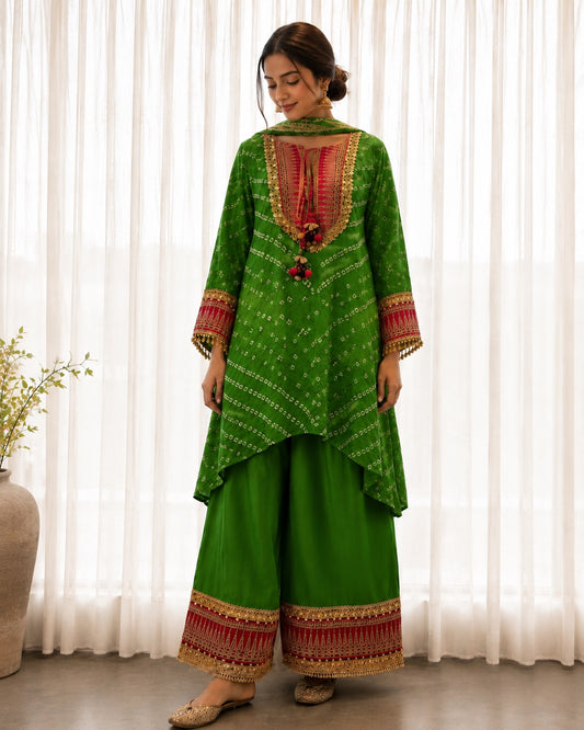 Green Bandhani Set