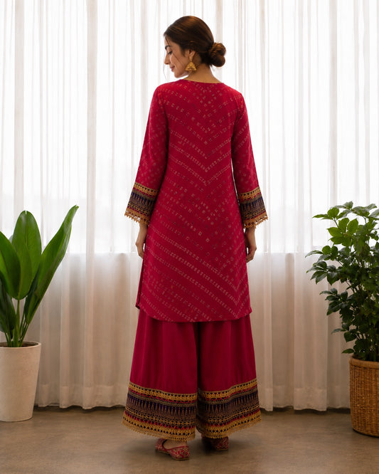 Ruby Bandhani Suit Set